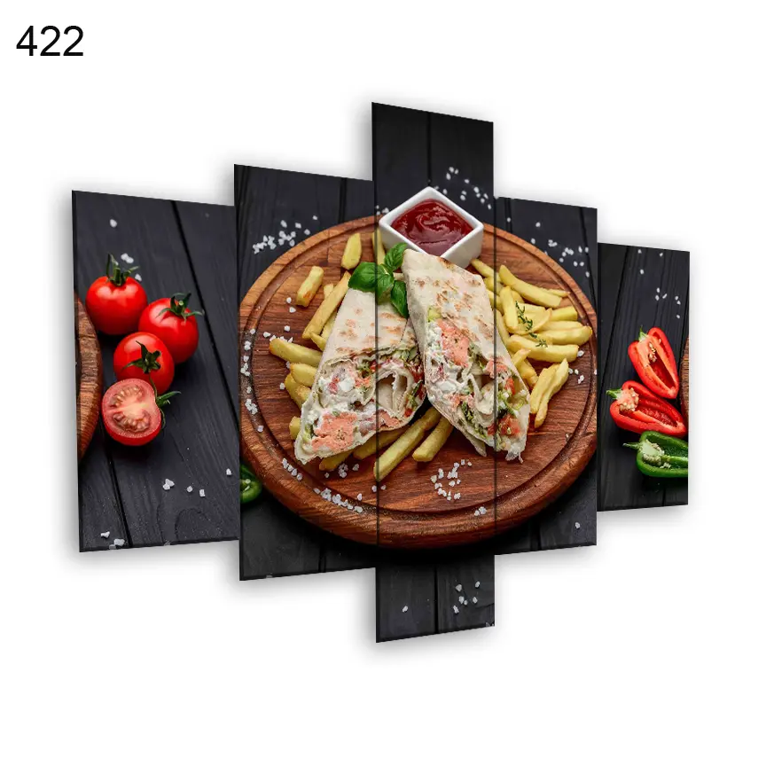 422:لوحة المطعم من خمس اطارات