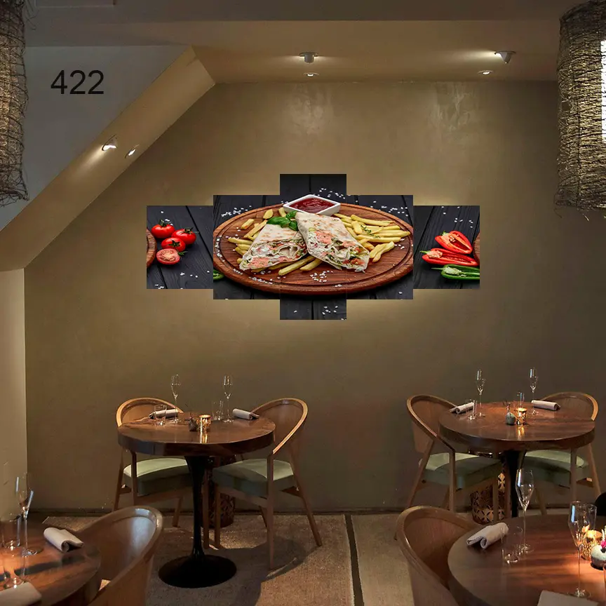 422:لوحة المطعم من خمس اطارات