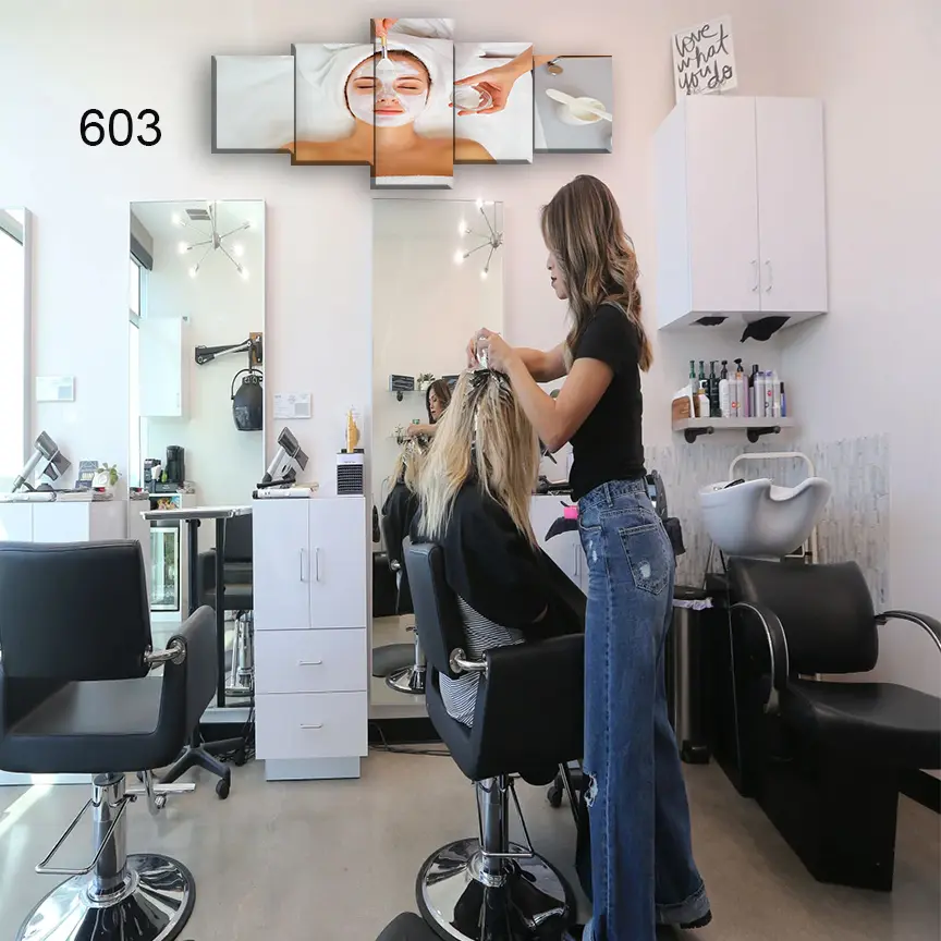 603:لوحة الحلاقة والتجميل من خمس اطارات