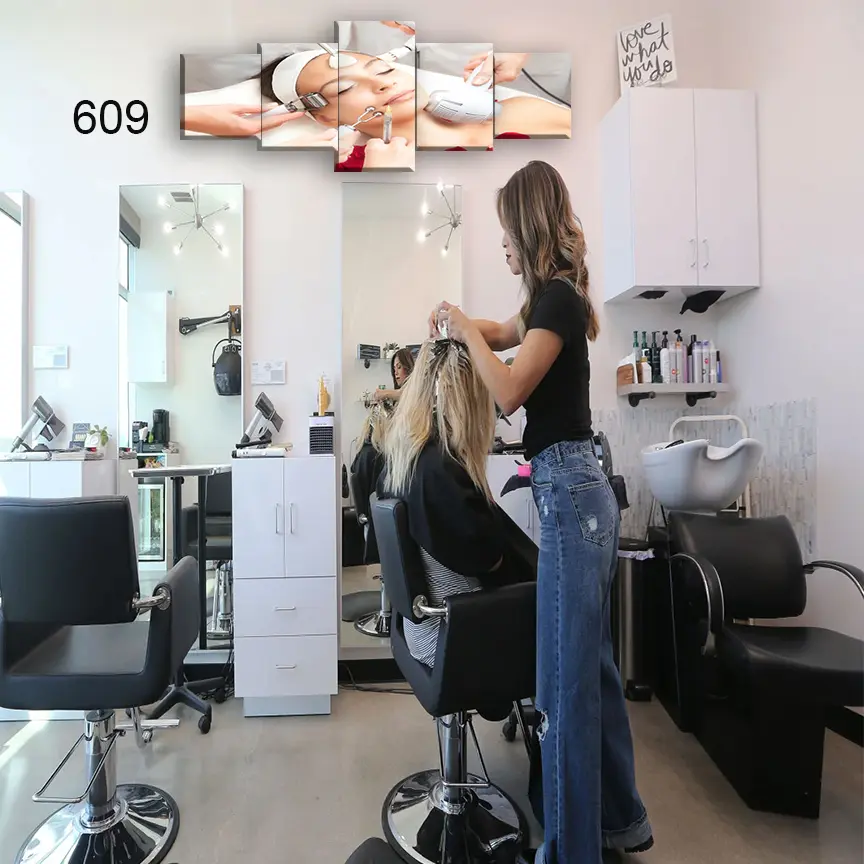 609:لوحة الحلاقة والتجميل من خمس اطارات