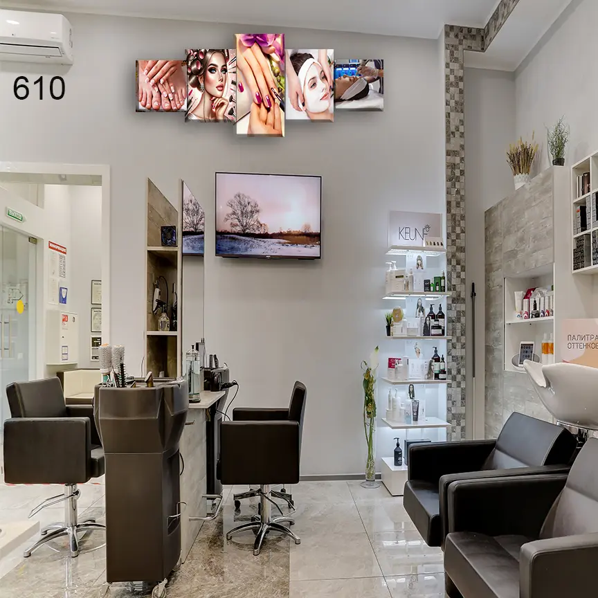 610:لوحة الحلاقة والتجميل من خمس اطارات