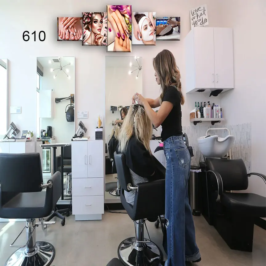 610:لوحة الحلاقة والتجميل من خمس اطارات