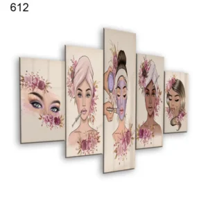 612:لوحة الحلاقة والتجميل من خمس اطارات