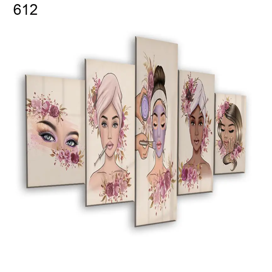 612:لوحة الحلاقة والتجميل من خمس اطارات