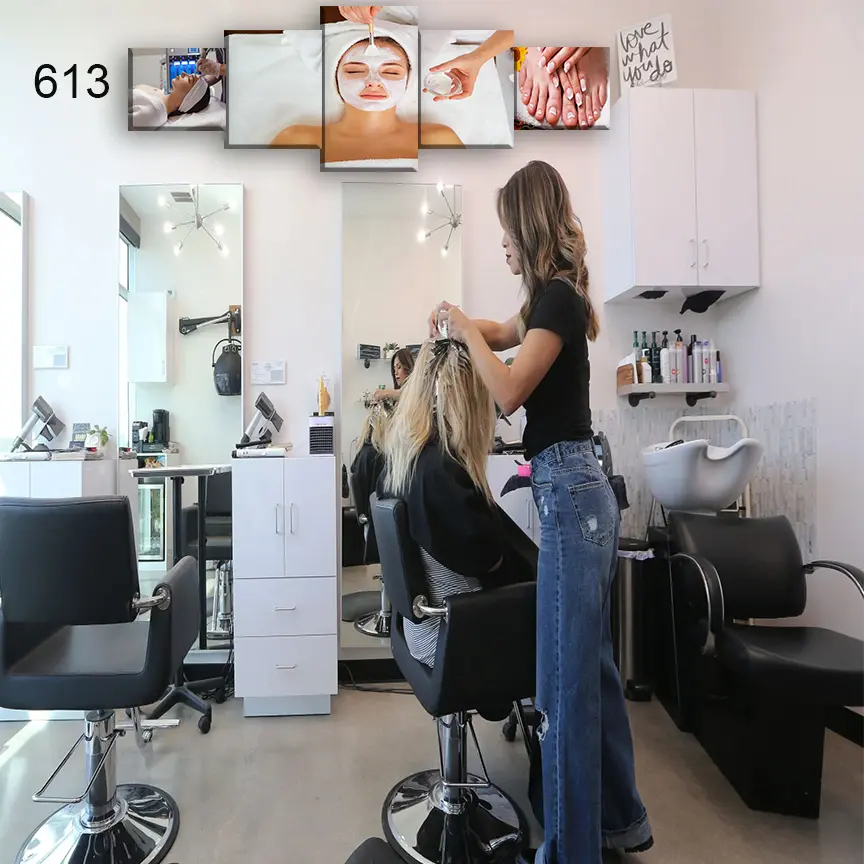 613:لوحة الحلاقة والتجميل من خمس اطارات