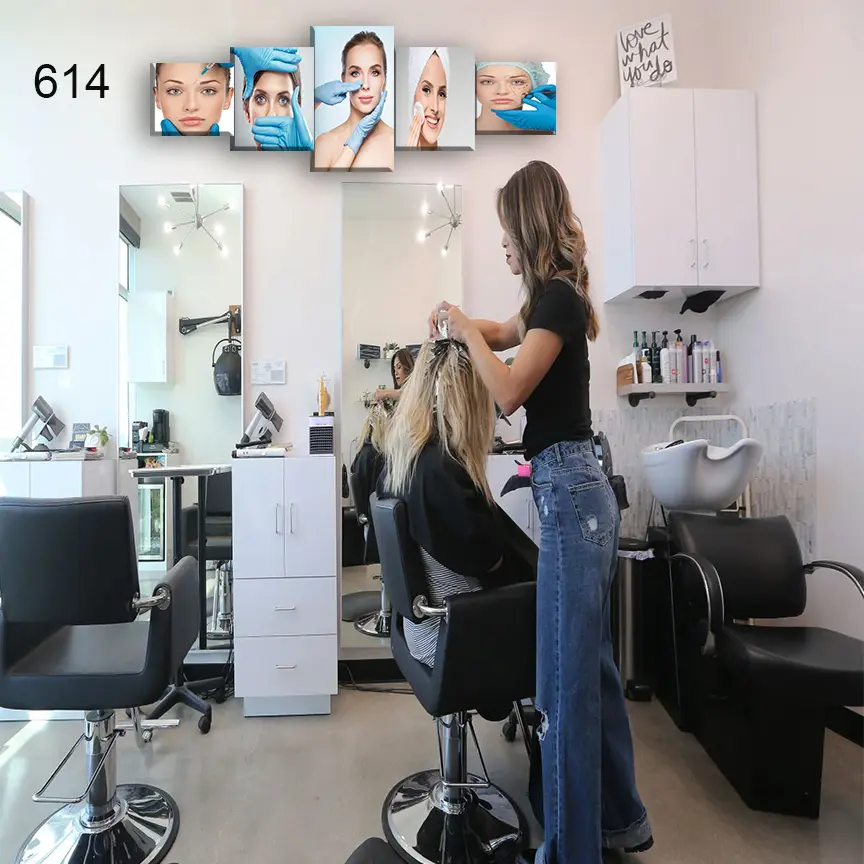 614:لوحة الحلاقة والتجميل من خمس اطارات