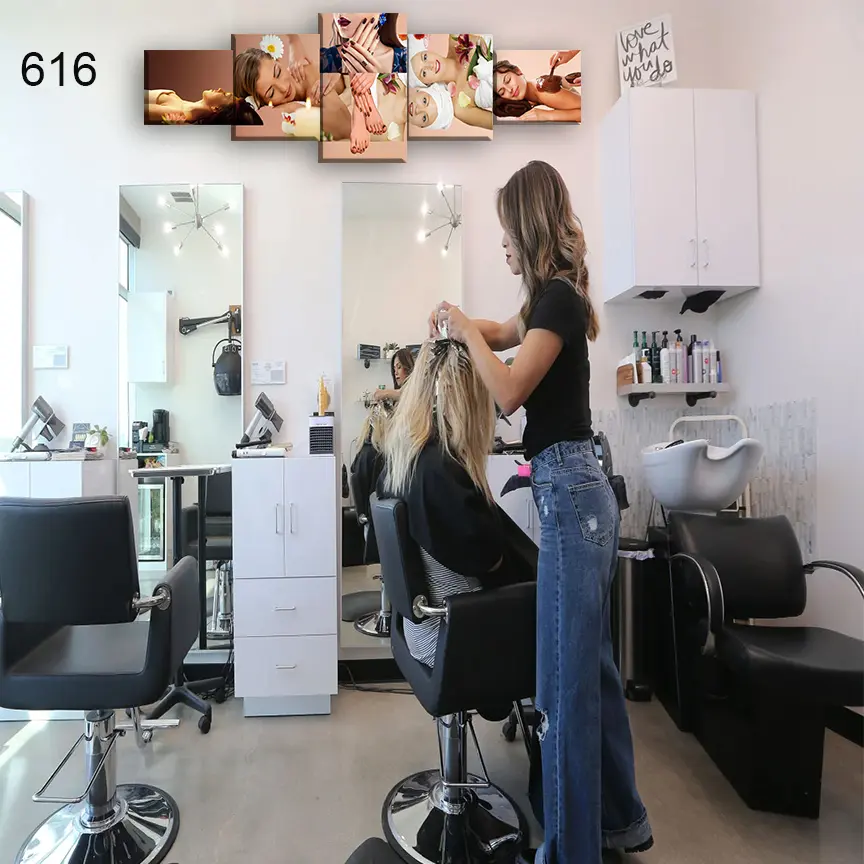 616:لوحة الحلاقة والتجميل من خمس اطارات