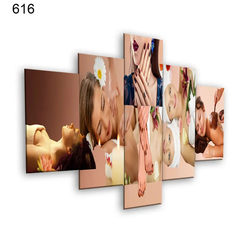 616:لوحة الحلاقة والتجميل من خمس اطارات