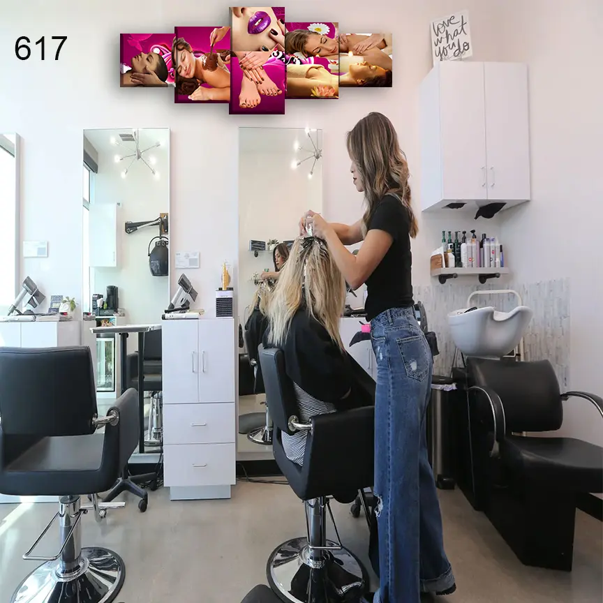 617:لوحة الحلاقة والتجميل من خمس اطارات