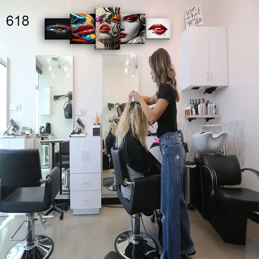 618:لوحة الحلاقة والتجميل من خمس اطارات