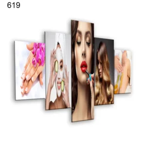 619:لوحة الحلاقة والتجميل من خمس اطارات