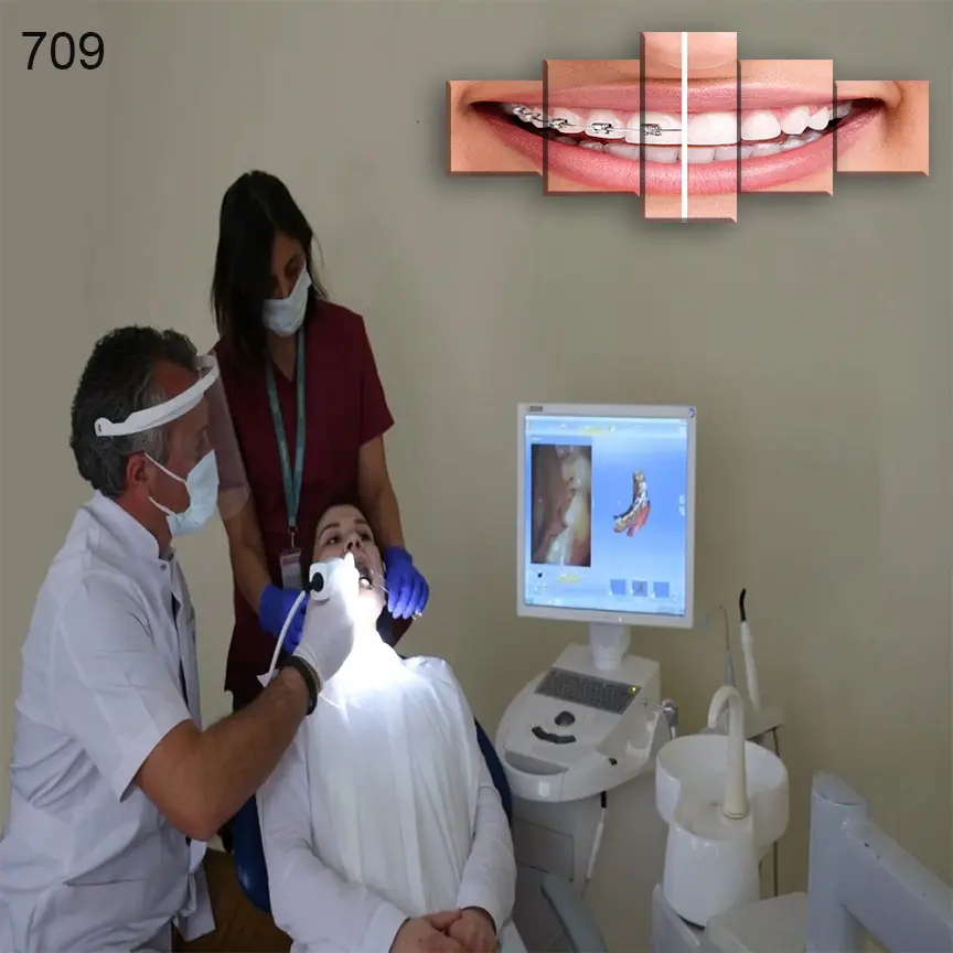 709:لوحة عيادة الأسنان من خمس اطارات
